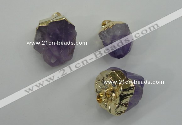 NGP1093 18*25mm - 25*40mm faceted nuggets amethyst pendants