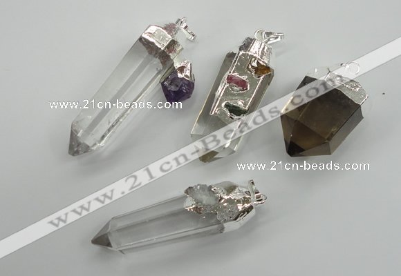 NGP1094 18*40mm - 15*55mm faceted nuggets mixed quartz pendants