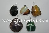 NGP1101 25*35 - 40*50mm freeform druzy agate pendants with brass setting