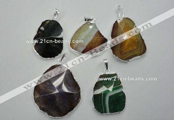 NGP1101 25*35 - 40*50mm freeform druzy agate pendants with brass setting