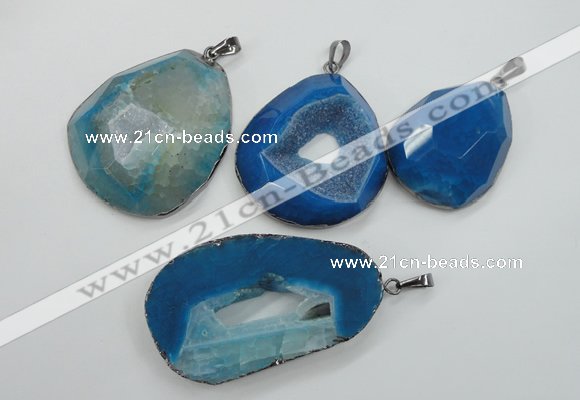 NGP1106 30*40 - 40*55mm freeform druzy agate pendants with brass setting