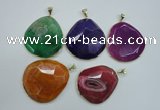 NGP1111 40*50 - 50*55mm freeform druzy agate pendants with brass setting