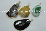 NGP1114 30*40 - 45*65mm freeform druzy agate pendants with brass setting