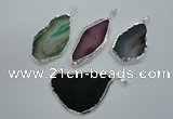 NGP1115 30*40 - 40*65mm freeform druzy agate pendants with brass setting