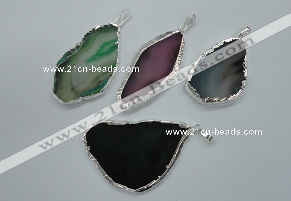 NGP1115 30*40 - 40*65mm freeform druzy agate pendants with brass setting