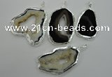 NGP1116 30*45 - 45*55mm freeform druzy agate pendants with brass setting