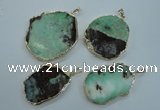 NGP1122 25*35 - 35*45mm freeform australia chrysoprase pendants with brass