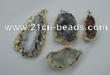 NGP1126 25*30 - 40*50mm freeform druzy agate pendants with brass setting