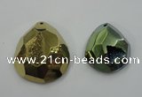 NGP1132 40*45 - 50*55mm faceted teardrop plated druzy agate pendants