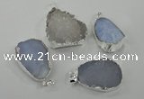 NGP1135 25*35mm - 40*45mm freeform druzy agate pendants with brass setting