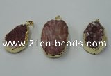 NGP1141 25*35mm - 40*45mm freeform druzy agate pendants with brass setting