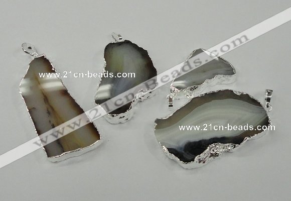NGP1145 25*35mm - 40*60mm freeform agate pendants with brass setting