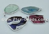 NGP1148 25*35mm - 35*45mm freeform druzy agate pendants with brass setting