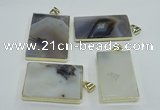 NGP1155 25*35mm - 40*50mm freeform agate pendants with brass setting