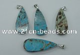 NGP1157 20*40mm - 25*50mm freeform ocean agate pendants with brass setting