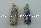 NGP1160 18*60mm - 20*65mm freeform agate pendants with brass setting