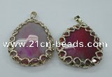 NGP1162 50*55mm - 52*60mm freeform agate pendants with brass setting