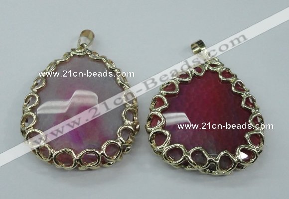 NGP1162 50*55mm - 52*60mm freeform agate pendants with brass setting