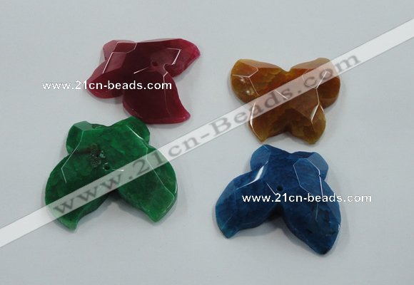 NGP1218 45*48mm carved butterfly agate gemstone pendants wholesale