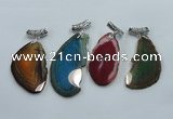 NGP1230 35*65mm - 45*70mm freeform agate pendants with brass setting