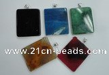 NGP1280 43*52mm rectangle agate pendants with brass setting