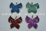 NGP1281 45*48mm butterfly agate pendants with brass setting