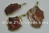 NGP1283 25*40mm – 40*55mm freeform agate pendants with brass setting