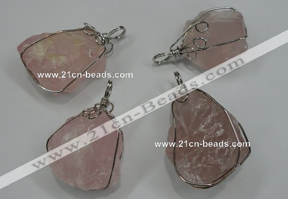 NGP1292 18*30mm – 25*35mm nuggets rose quartz pendants