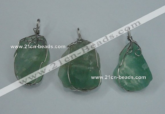 NGP1293 18*30mm – 25*35mm nuggets green fluorite pendants