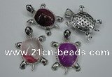 NGP1295 43*60mm tortoise agate pendants with crystal pave alloy settings