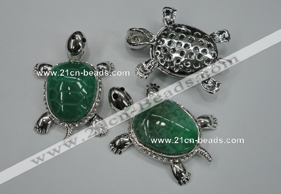 NGP1297 43*60mm tortoise agate pendants with crystal pave alloy settings