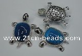 NGP1298 43*60mm tortoise agate pendants with crystal pave alloy settings