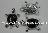 NGP1300 43*60mm tortoise agate pendants with crystal pave alloy settings