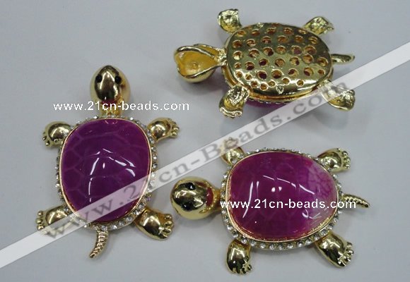 NGP1303 43*60mm tortoise agate pendants with crystal pave alloy settings