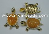 NGP1304 43*60mm tortoise agate pendants with crystal pave alloy settings