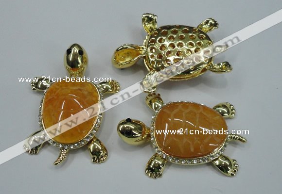 NGP1304 43*60mm tortoise agate pendants with crystal pave alloy settings