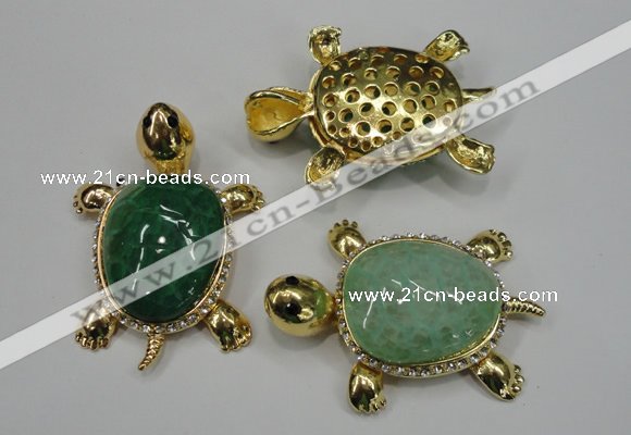 NGP1306 43*60mm tortoise agate pendants with crystal pave alloy settings