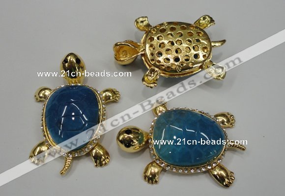 NGP1307 43*60mm tortoise agate pendants with crystal pave alloy settings