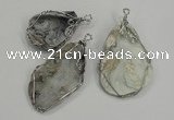 NGP1314 30*40mm - 40*60mm freeform agate pendants with brass setting