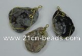 NGP1316 30*40mm - 35*50mm freeform agate pendants with brass setting