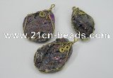 NGP1317 30*40mm - 35*50mm freeform agate pendants with brass setting