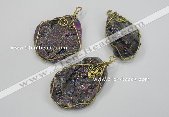 NGP1317 30*40mm - 35*50mm freeform agate pendants with brass setting