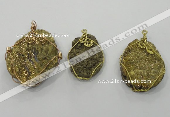 NGP1321 30*40mm - 45*60mm freeform agate pendants with brass setting