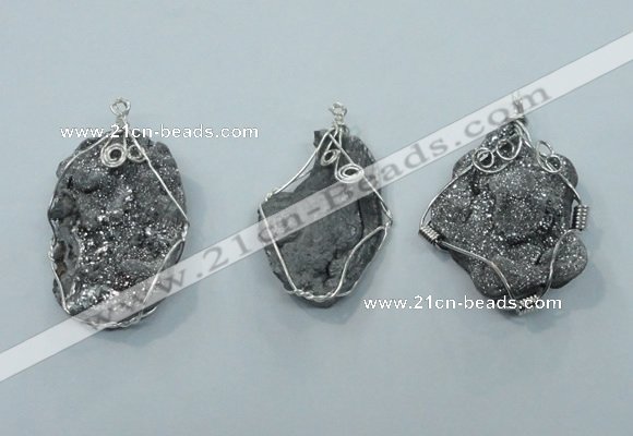 NGP1323 30*40mm - 40*55mm freeform agate pendants with brass setting