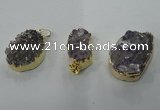 NGP1337 20*30mm - 30*40mm freeform agate pendants with brass setting