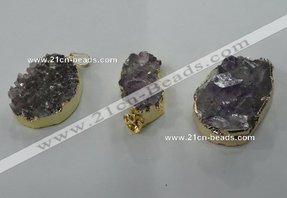 NGP1337 20*30mm - 30*40mm freeform agate pendants with brass setting