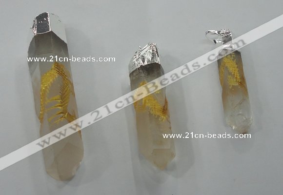 NGP1348 10*40mm - 15*80mm faceted nuggets white crystal pendants