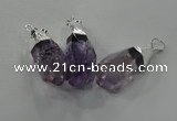 NGP1353 15*30mm - 18*40mm faceted nuggets amethyst pendants