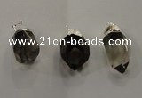 NGP1354 15*35mm - 20*40mm faceted nuggets smoky quartz pendants