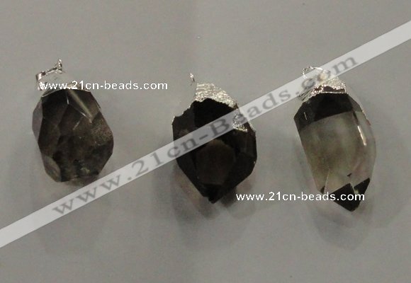 NGP1354 15*35mm - 20*40mm faceted nuggets smoky quartz pendants